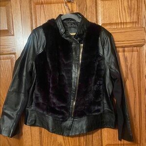 Beautiful black leather and faux fur jacket!